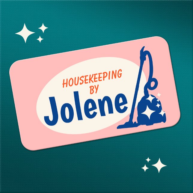 Pink Retro House Cleaning Vacuum Business Card (Creator Uploaded)