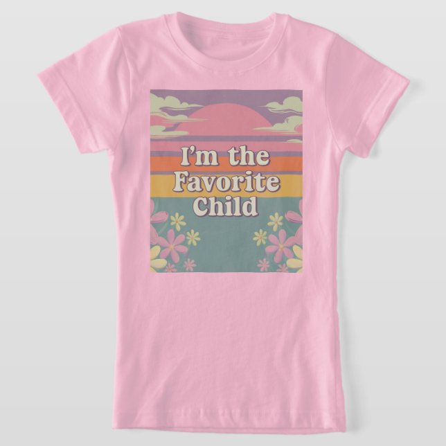 Pink Retro I'm The Favorite Child Girls T-Shirt (Laydown)