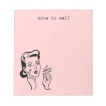 Pink Retro Lady Note To Self Memo Pad at Zazzle