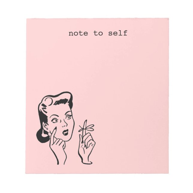 Pink Retro Lady Note to Self Memo Pad (Front)