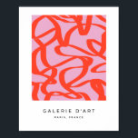 Pink Retro Lines Modern Abstract Brush Shapes Poster<br><div class="desc">Modern Abstract Brush Strokes – Pink and Orange / Red.</div>