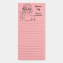 Pink Retro Lipstick Girl To Do List Magnetic Notep