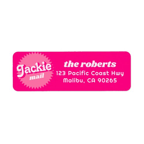 Pink Retro Malibu Seal  Birthday Invitation Envel Label
