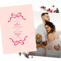 Pink Retro Married Christmas Bows Photo