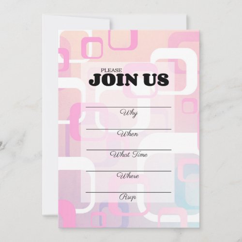 Pink Retro Mid_Century Modern Fill In Invitation