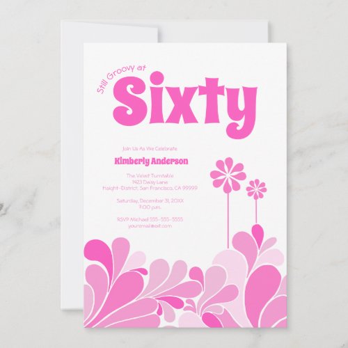 Pink Retro Mid-Century Sixty Birthday