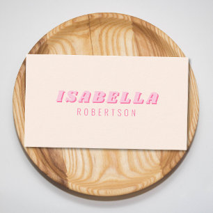 Pink Retro Modern Unique Typography Business Card