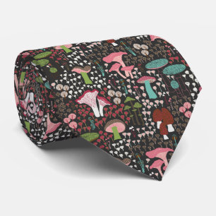 Pink Retro Mushroom Neck Tie
