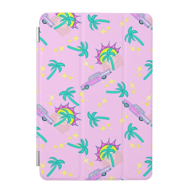 pink retro palm trees and car iPad mini cover (Front)