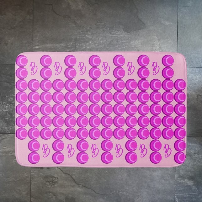 Pink retro pattern in trendy style with monogram bath mat (Creator Uploaded)