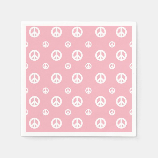Pink Retro peace sign birthday Napkins (Front)