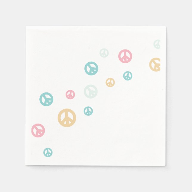Pink Retro peace sign birthday Napkins (Front)