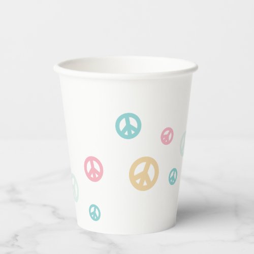 Pink Retro peace sign birthday Paper Cups