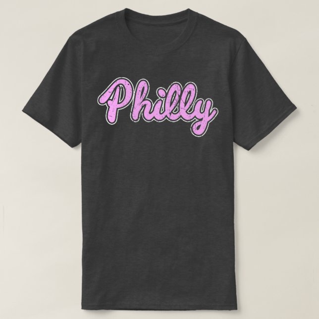 Pink Retro Philly Script Throwback Philly Fan Favo T-Shirt (Design Front)
