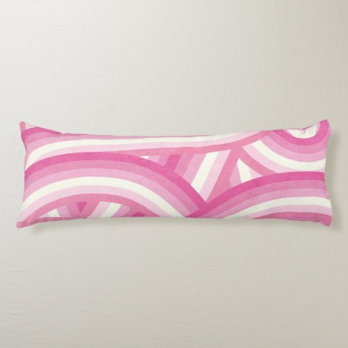 Pink Retro Rainbow Stripes Pattern Body Pillow