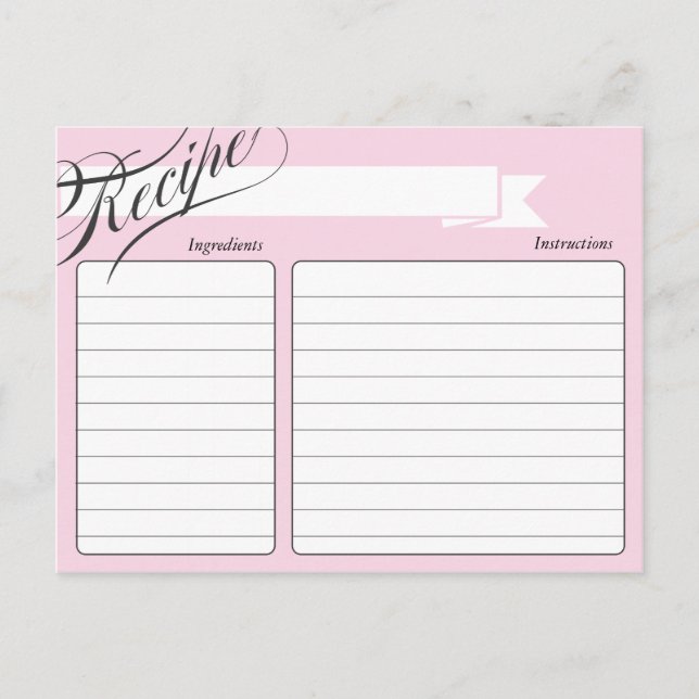 Pink Retro Recipe Card (Front)