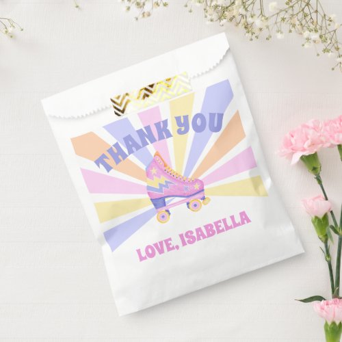 Pink Retro Roller Skate Favor Bag