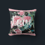 Pink Retro Rose Roses Love Decor Cushion<br><div class="desc">Pink Retro Rose Roses Love Decor Cushion with your own fully customizable ladies name. Designed from my original art.</div>