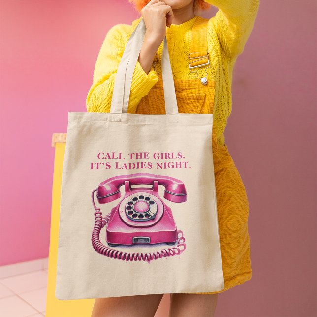 Pink Retro Rotary Phone Call the Girls  Large Tote Bag (Pink Retro Rotary Phone Call the Girls Tote Bag)