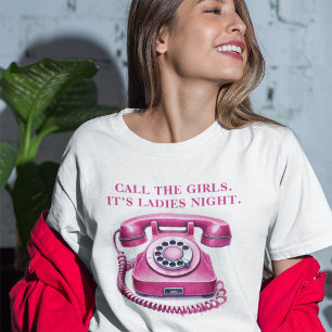 Pink Retro Rotary Phone Call the Girls Tri-Blend Shirt