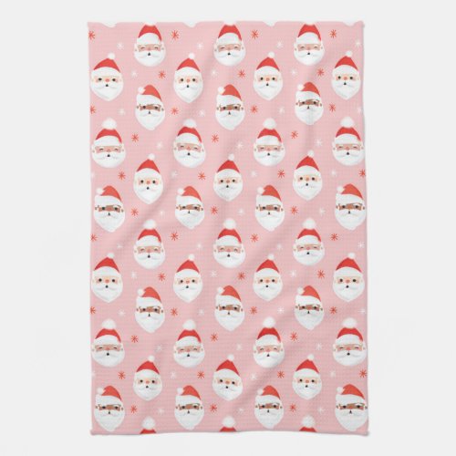 Pink Retro Santa Clause Kitchen Towel