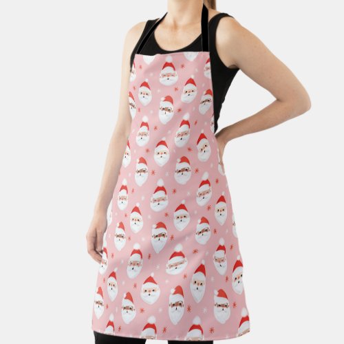 Pink Retro Santa Clause Wrapping Paper Apron