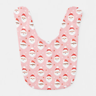 Pink Retro Santa Clause Wrapping Paper Baby Bib