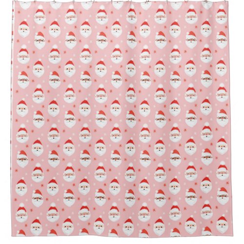 Pink Retro Santa Clause Wrapping Paper Shower Curtain
