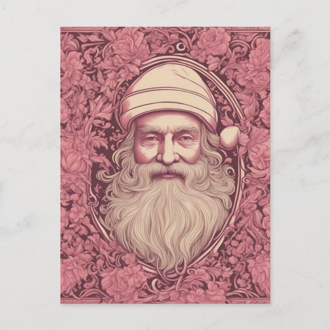 Pink Retro Santa Postcard (Front)