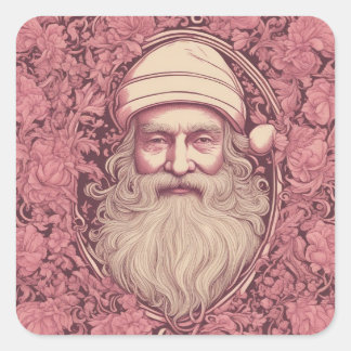 Pink Retro Santa Square Sticker