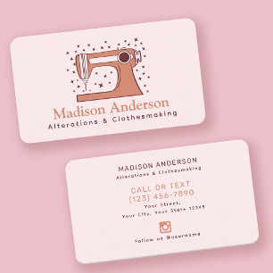 Pink Retro Sewing Machine Seamstress Business Card