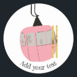 Pink Retro Ski Lift Skiing Illustration Classic Round Sticker<br><div class="desc">Modern ski themed gift for him and her. Retro ski lift gondola illustration pattern for skier. Skiing themed home decor and gifts.</div>
