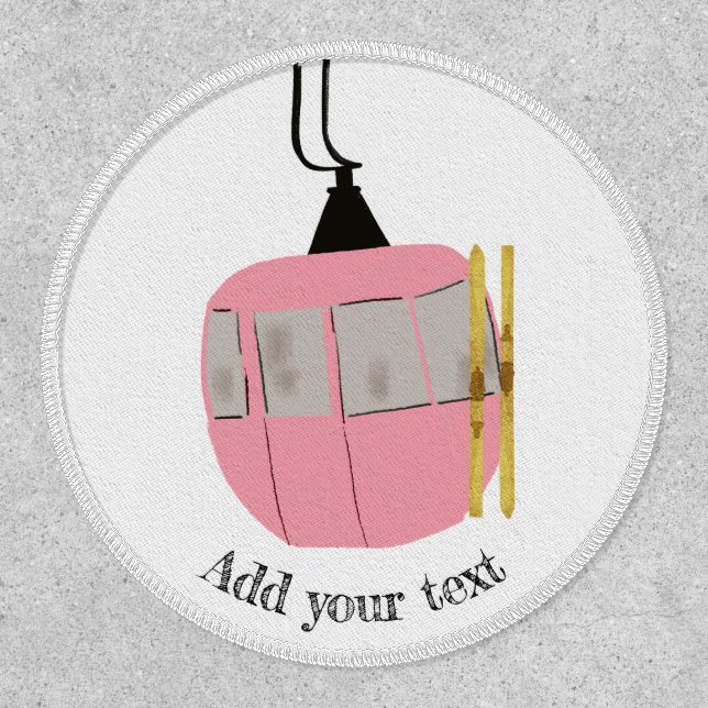 Pink Retro Ski Lift Skiing Illustration Patch (Front)