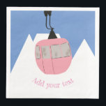 Pink Retro Ski Lift Skiing Snow Mountain  Paper Dinner Napkins<br><div class="desc">Modern ski themed gift for him and her. Retro ski lift gondola illustration pattern for skier. Skiing themed home decor and gifts.</div>