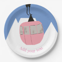 Pink Retro Ski Lift Skiing Snow Mountain 