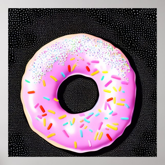 Pink Retro Sprinkle Donut Poster (Front)