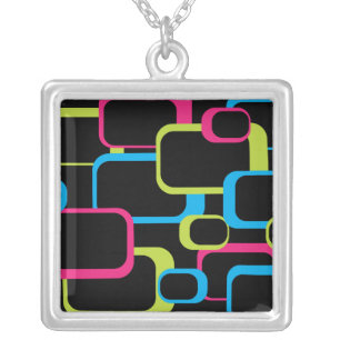 Pink Retro Square Necklace