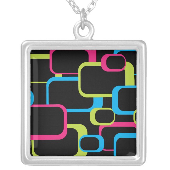 Pink Retro Square Necklace (Front)