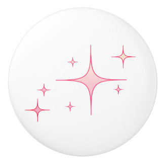 Pink Retro Stars Ceramic Knob