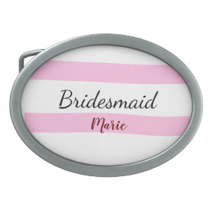Pink retro stripesadd your name custom bridesmaid belt buckle