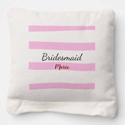Pink retro stripesadd your name custom bridesmaid  cornhole bags