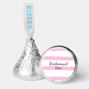Pink retro stripesadd your name custom bridesmaid  hershey®'s kisses®