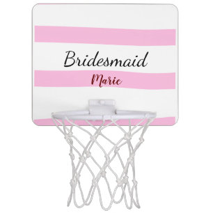 Pink retro stripesadd your name custom bridesmaid mini basketball hoop