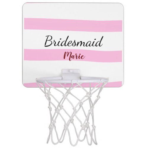 Pink retro stripesadd your name custom bridesmaid  mini basketball hoop