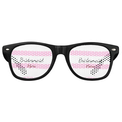 Pink retro stripesadd your name custom bridesmaid  retro sunglasses