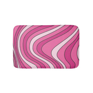 Pink retro style waves bath mat