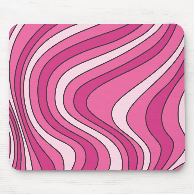 Pink retro style waves mouse pad (Front)