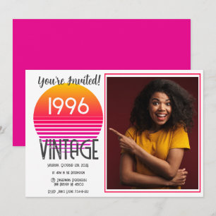 Pink Retro Sun 1996 30th Birthday  Holiday Card