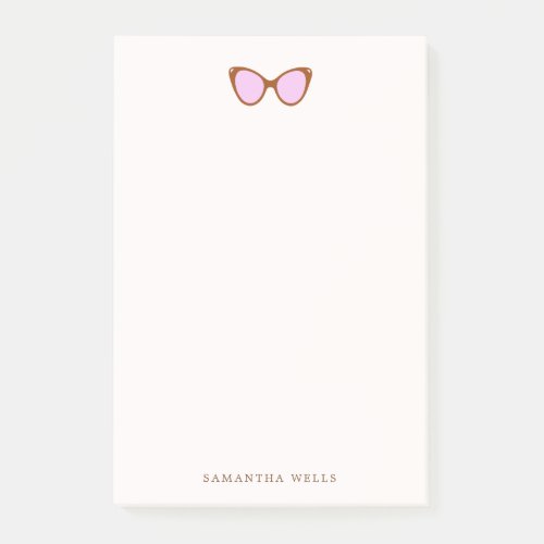  Pink Retro Sunglasses Personalized  Post_it Notes