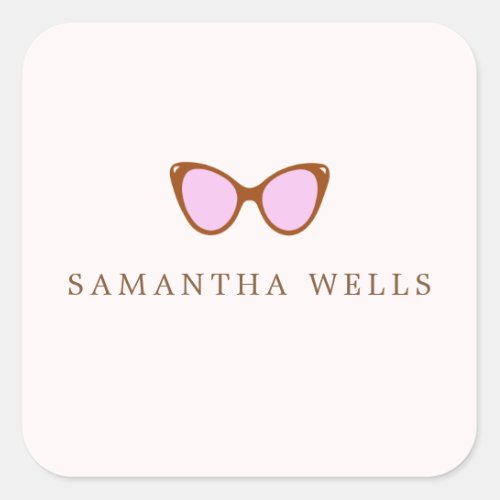  Pink Retro Sunglasses Personalized  Square Sticker